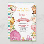 豚の鳴き声 うしの鳴き声 ひつじの鳴き声 農場の動物 動物小屋の誕生日 招待状 (正面/裏面)