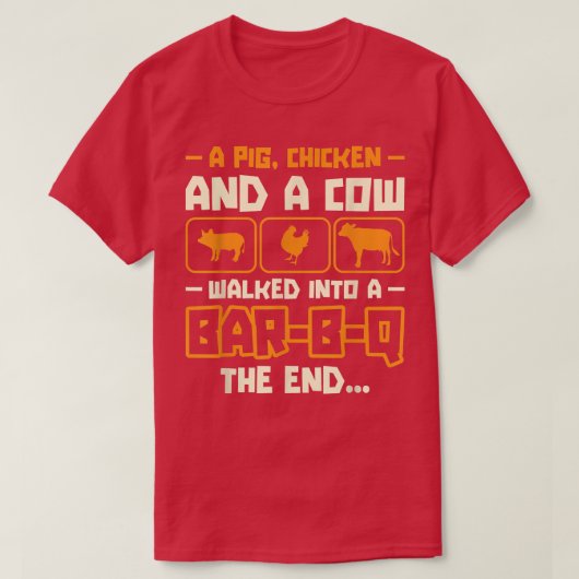 豚の鶏と牛がバーB Q The Tシャツ (デザイン正面)