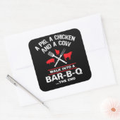 豚の鶏の牛がバーのバーベキューに入おもしろいる スクエアシール (封筒)