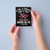 豚の鶏の牛がバーのバーベキューに入おもしろいる チラシ (手)