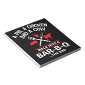 豚の鶏の牛がバーのバーベキューに入おもしろいる ノートパッド (アングル)