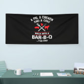 豚の鶏の牛がバーのバーベキューに入おもしろいる 横断幕 (トレードショー)