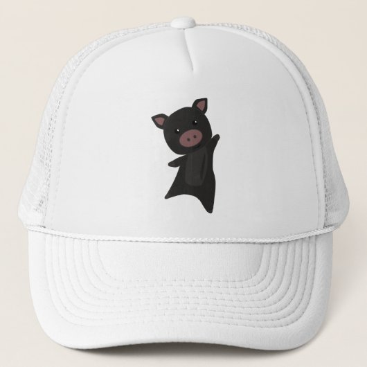 豚の黒い子豚のかわいい動物の子ども キャップ (正面)