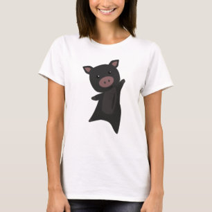 豚の黒い子豚のかわいい動物の子ども Tシャツ
