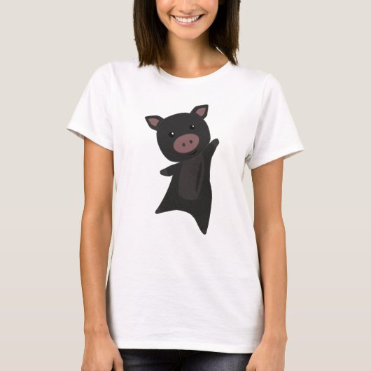 豚の黒い子豚のかわいい動物の子ども Tシャツ (正面)