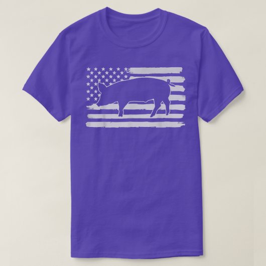 豚の7月4日USA国旗USアメリカプレミアム Tシャツ (デザイン正面)