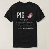 豚のTシャツスイン男性へピンクピギーポークウィメンズパイ Tシャツ (デザイン正面)