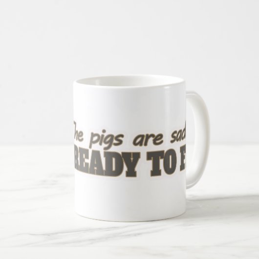 豚はおもしろい・マグを飛ばす準備ができている コーヒーマグカップ (正面右)