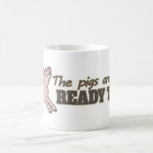 豚はおもしろい・マグを飛ばす準備ができている コーヒーマグカップ (中央)