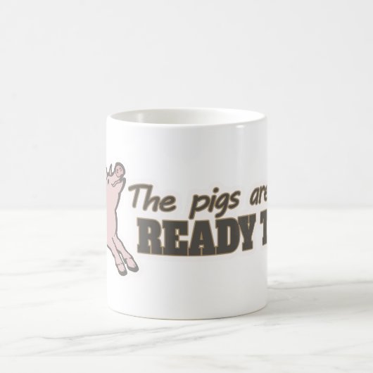 豚はおもしろい・マグを飛ばす準備ができている コーヒーマグカップ (中央)