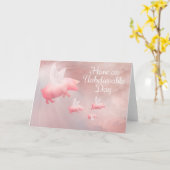 豚は信じられない日を飛ぶ カード (黄色い花)