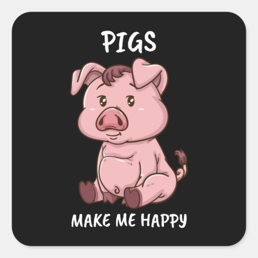 豚は私を幸せな農家豚の女性かわいい豚にする スクエアシール (正面)