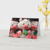 豚は誕生日カードを送るのが大好き！ カード (黄色い花)