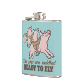 豚は、スローガンを飛ぶ準備ができているお尻フラスコ フラスク (左)