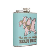 豚は、スローガンを飛ぶ準備ができているお尻フラスコ フラスク (右)