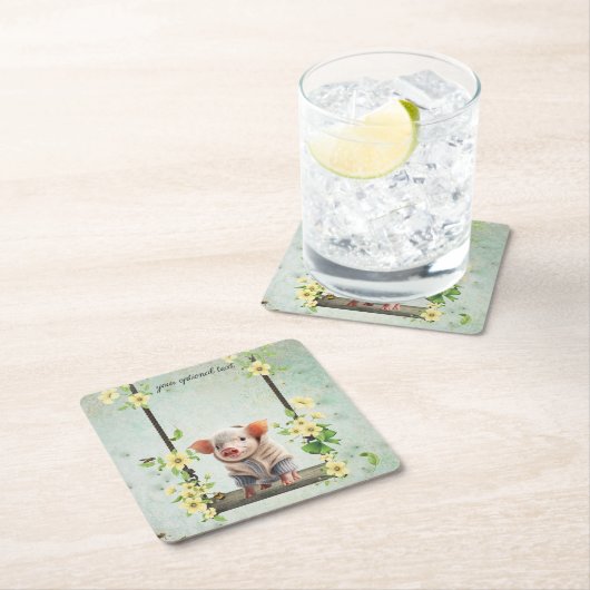 豚ぶりを振って スクエアペーパーコースター (インサイチュ)