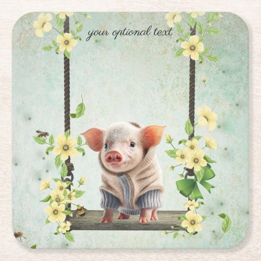 豚ぶりを振って スクエアペーパーコースター (正面)