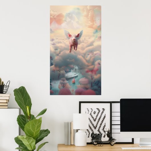 豚もしがパラダイスのポスターを飛ぶことができる ポスター (ホームオフィス)