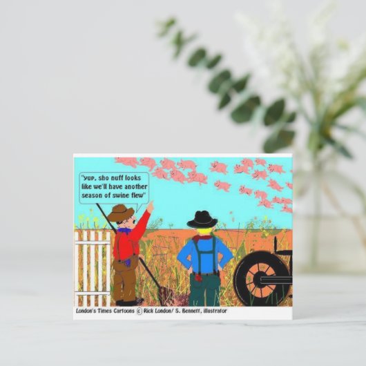 豚もしが漫画のおもしろい贈り物や収集品を飛んだ ポストカード (スタンド正面)