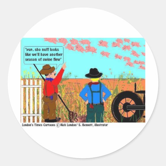 豚もしが漫画のおもしろい贈り物や収集品を飛んだ ラウンドシール (正面)