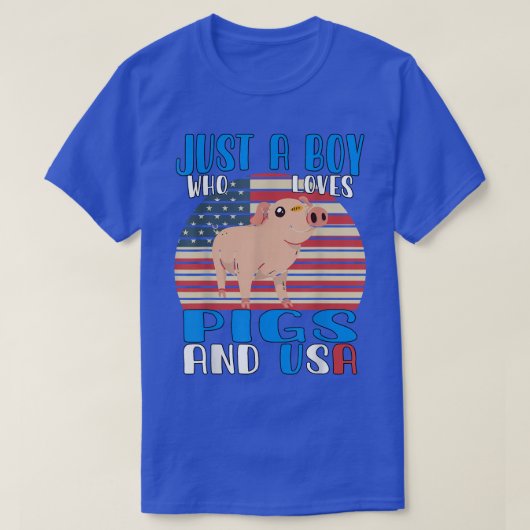 豚やアメリカを愛する少年3408 Tシャツ (デザイン正面)