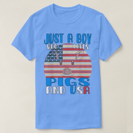 豚やアメリカを愛する少年 Tシャツ (デザイン正面)