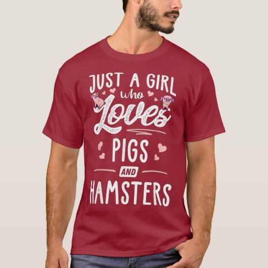 豚やハムスターの贈り物が大好きな女の子 Tシャツ (正面)