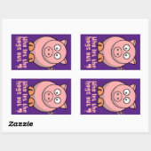 豚をパチンと引っ張りおもしろい出す 長方形シール (シート)