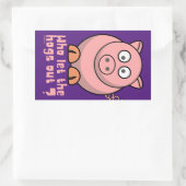 豚をパチンと引っ張りおもしろい出す 長方形シール (バッグ)