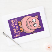 豚をパチンと引っ張りおもしろい出す 長方形シール (封筒)