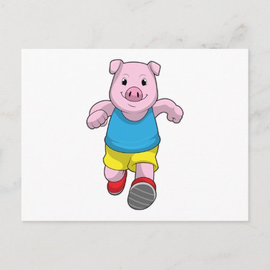 豚をランナーとして走らせる ポストカード (正面)