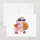 豚をランナーとして ポストカード (正面/裏面)