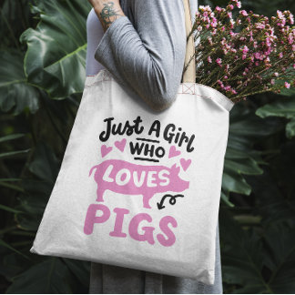 豚を愛する女おもしろいの子 トートバッグ