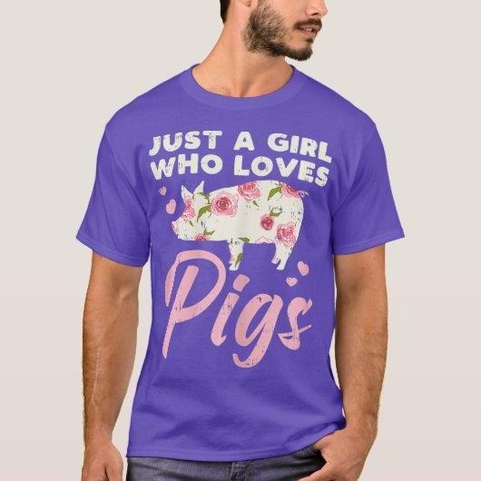 豚を愛する女の子だけの農業農場の動物 Tシャツ (正面)