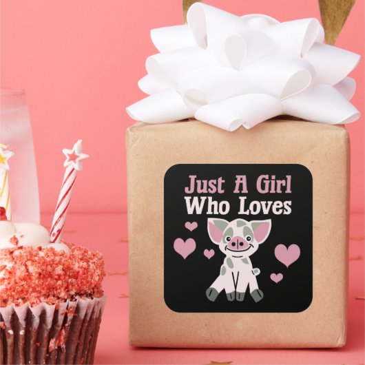 豚を愛する女の子 スクエアシール (パーティー)