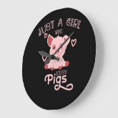 豚を愛する女の子 ラージ壁時計 (傾斜)