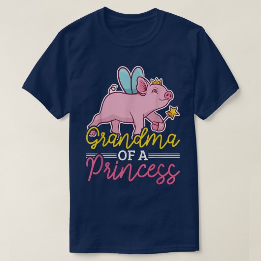 豚を連れたプリンセスのおばあちゃん Tシャツ (デザイン正面)