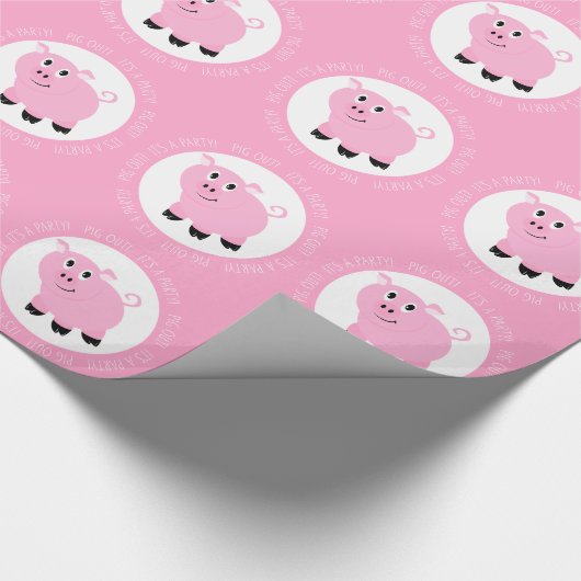 豚アウトそれはパーティーの小さなピンクピギー誕生日 ラッピングペーパー (角)