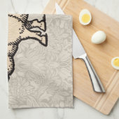 豚アンティークピギーかわいいヴィンテージイラストレーション キッチンタオル (四つ折り)