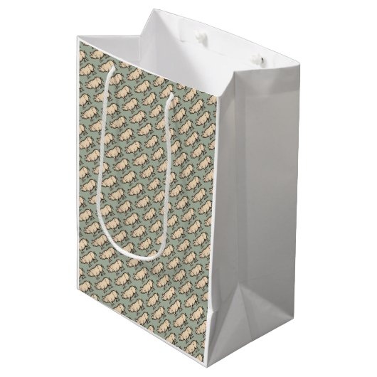 豚アンティークピギーかわいいヴィンテージイラストレーション ミディアムペーパーバッグ (正面アングル)