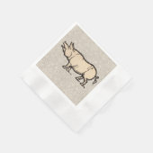 豚アンティークピギーかわいいヴィンテージイラストレーション 縁ありカクテルナプキン (角)