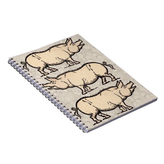 豚アンティークピギーカワイイヴィンテージ ノートブック (右側)