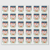 豚カップルかわいいクリスマスサンタとトナカイ ラッピングペーパー (フラット)