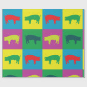 豚カラフル包装紙 ラッピングペーパー (フラット)