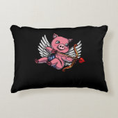 豚キューピッドキュートヴァレンティーンズデイファーム動物 アクセントクッション (正面)