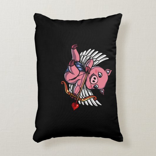 豚キューピッドキュートヴァレンティーンズデイファーム動物 アクセントクッション (正面(垂直))