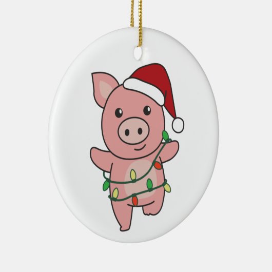 豚クリスマスウィンターアニマルズピッグセラミックオーナメント セラミックオーナメント (右)