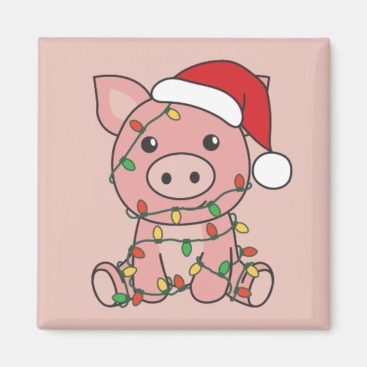 豚クリスマスウィンターアニマルズピッグマグネット マグネット (正面)