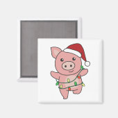 豚クリスマスウィンターアニマルズピッグマグネット マグネット (正面/裏面)