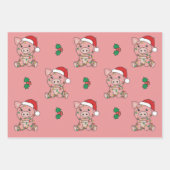 豚クリスマスウィンターアニマルズホリデーピッグ ラッピングペーパーシート (正面3)